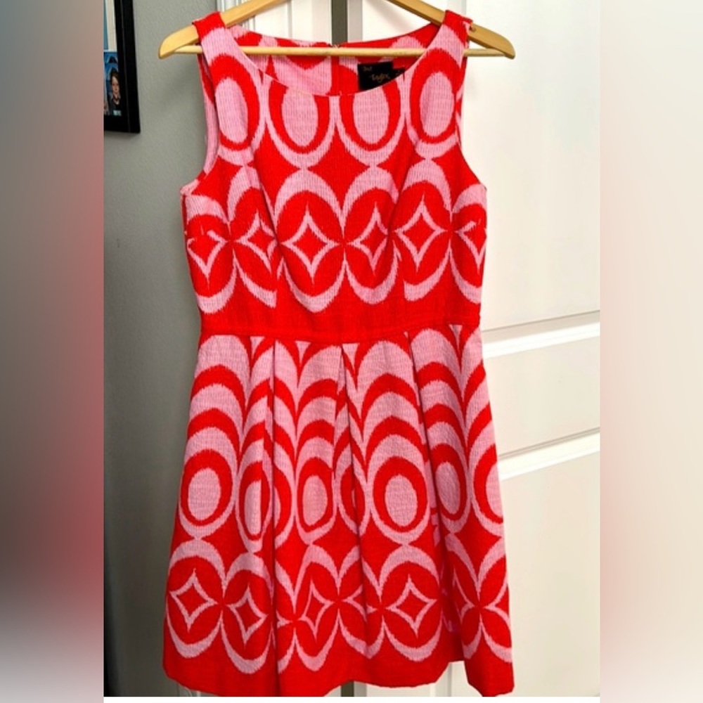 Just...Taylor Pink and Orange Fit and Flare Dress Sleeveless Crew Neck darling